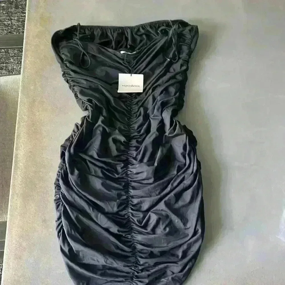 Superdown Black Rachelle Ruched Stretch Jersey Sleeveless Mini Dress Size XS - Picture 4 of 11